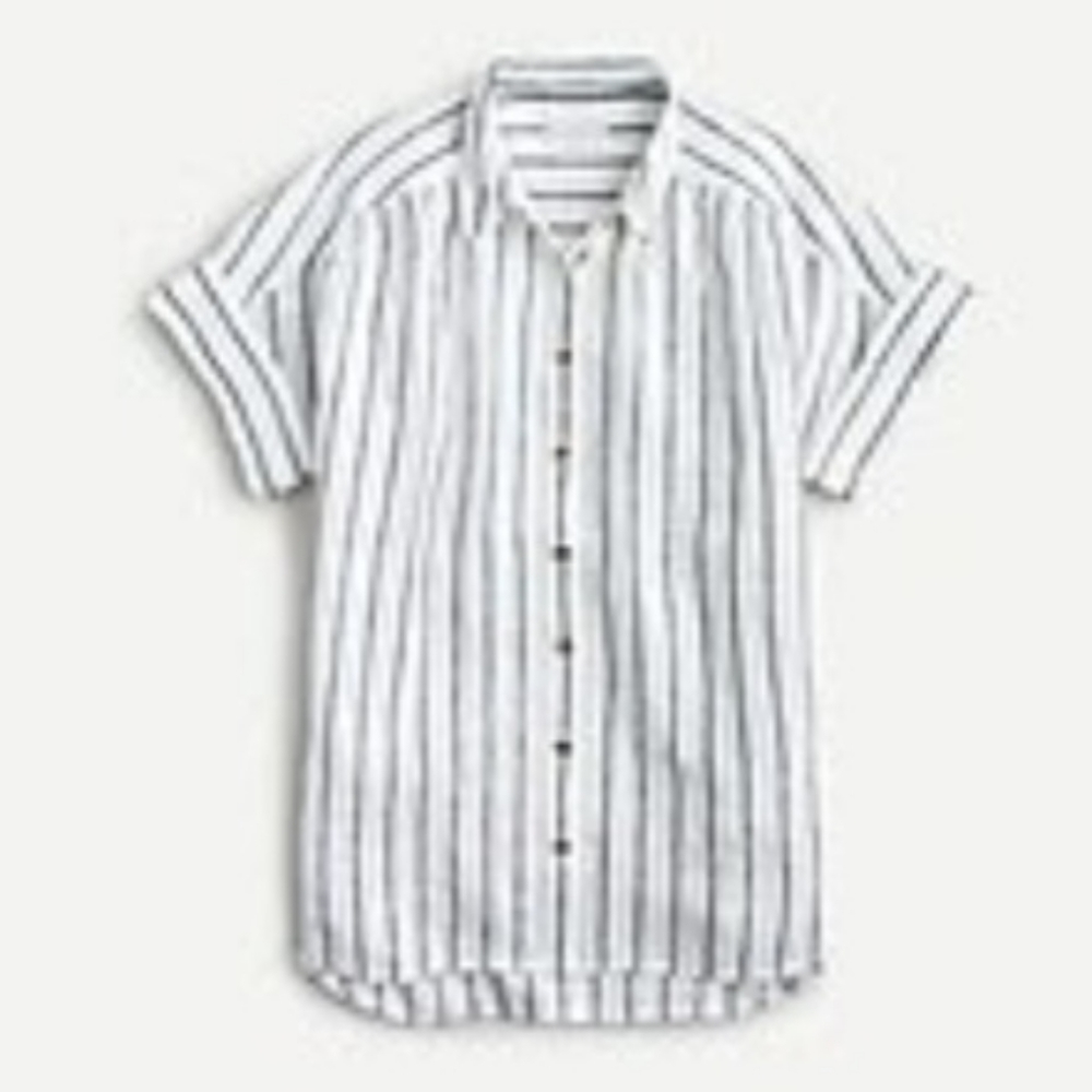 J. Crew Irish linen shirt, white w/ graphite stripe